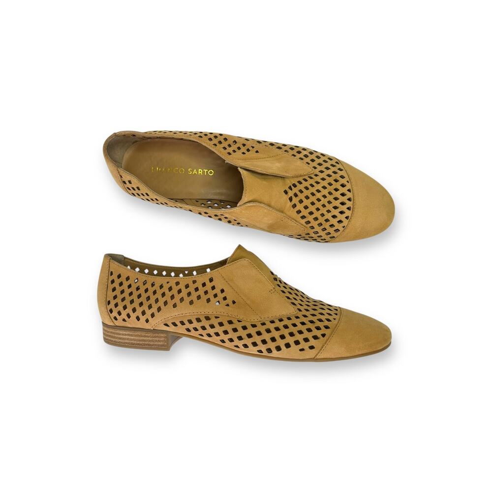 Franco Sarto Anderson Perforated Slip On Perforated Oxford Flat 9.5 Tan Suede
